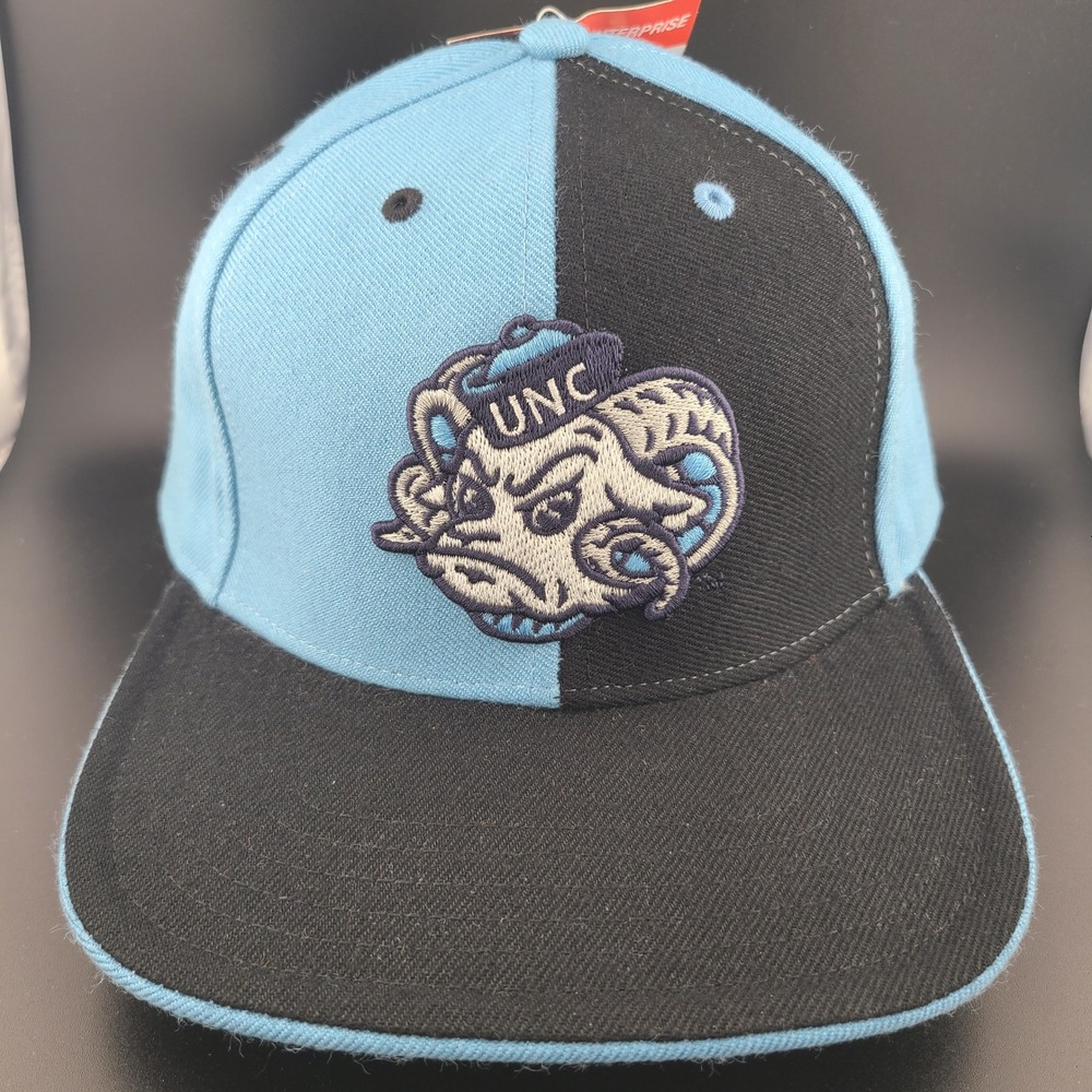 Twins Enterprise UNC Tar Heels Cap Mens 7 1/4 Blue Black Split Logo Fitted Hat